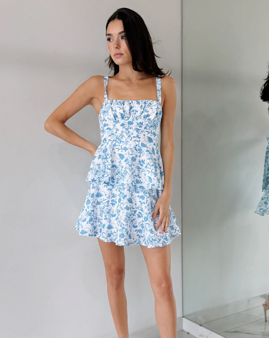 Provence bloom tiered ruffle mini