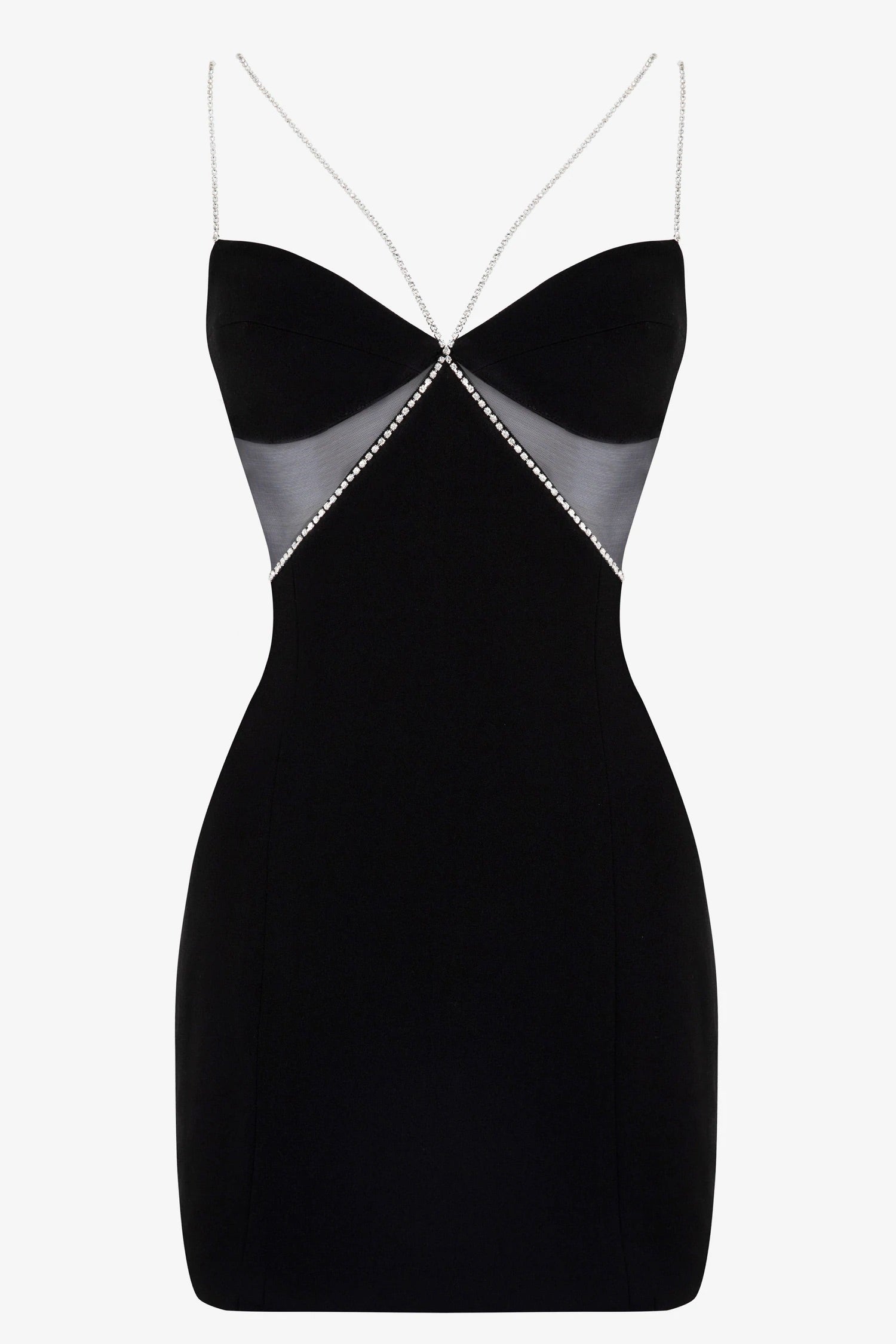 Black Diamante Strap Cutout Mini Dress Dress Rentals by Neish