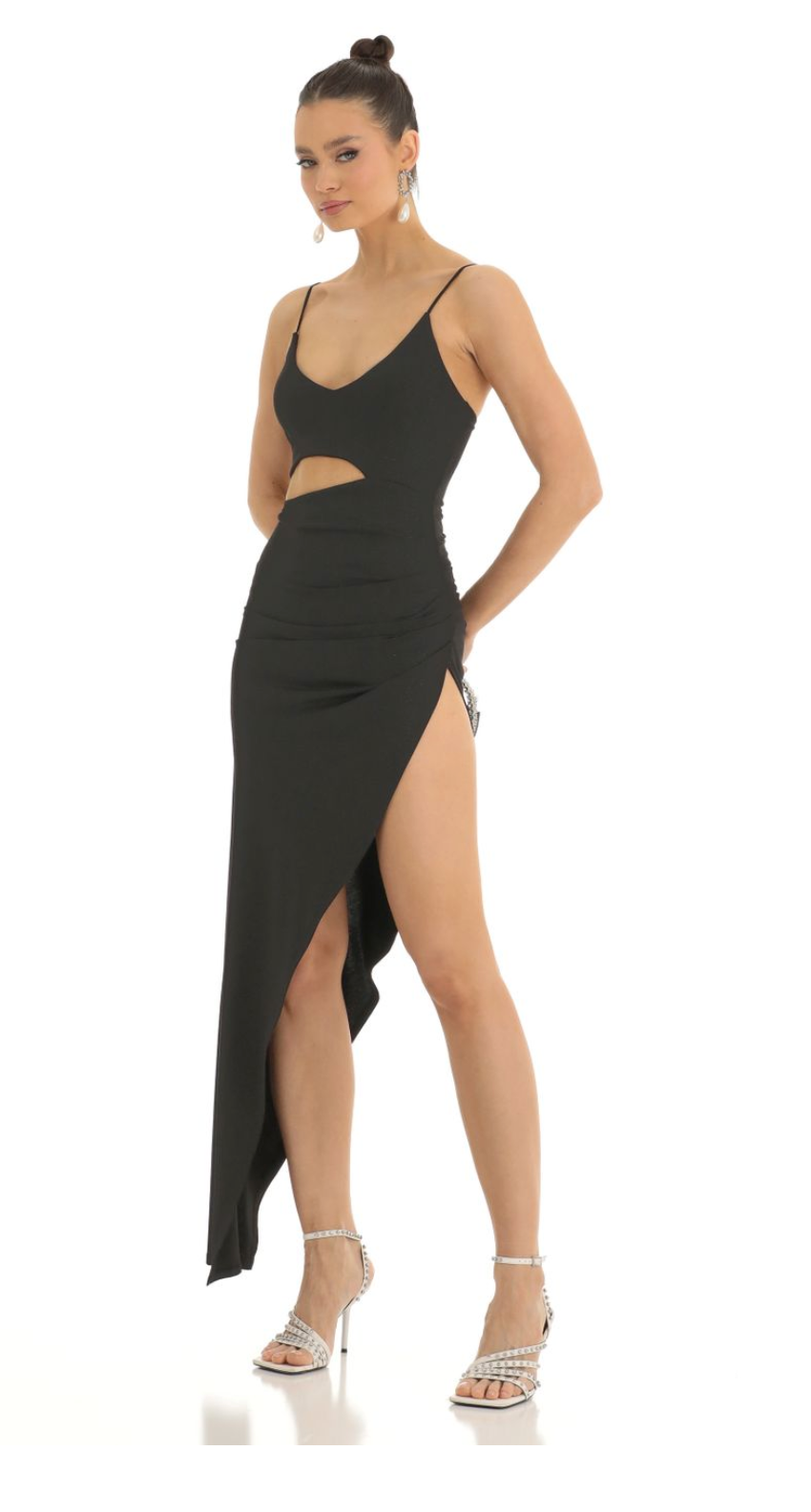 Lucy in the sky Ella Cutout Maxi Dress in Black SPARKLY
