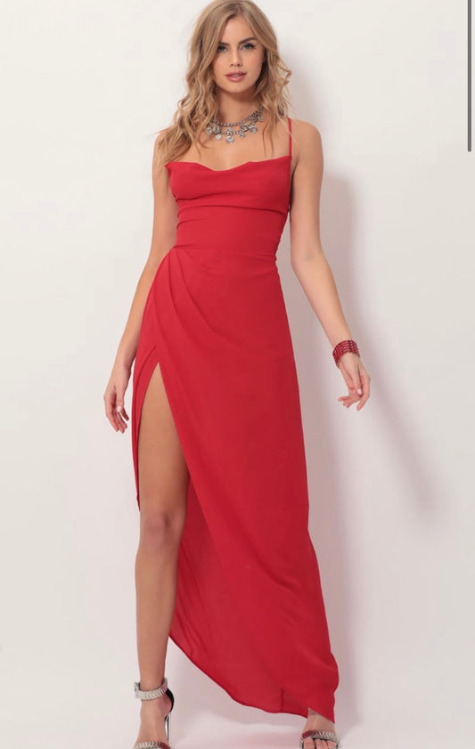 Chiffon Luxe Maxi Dress in Red